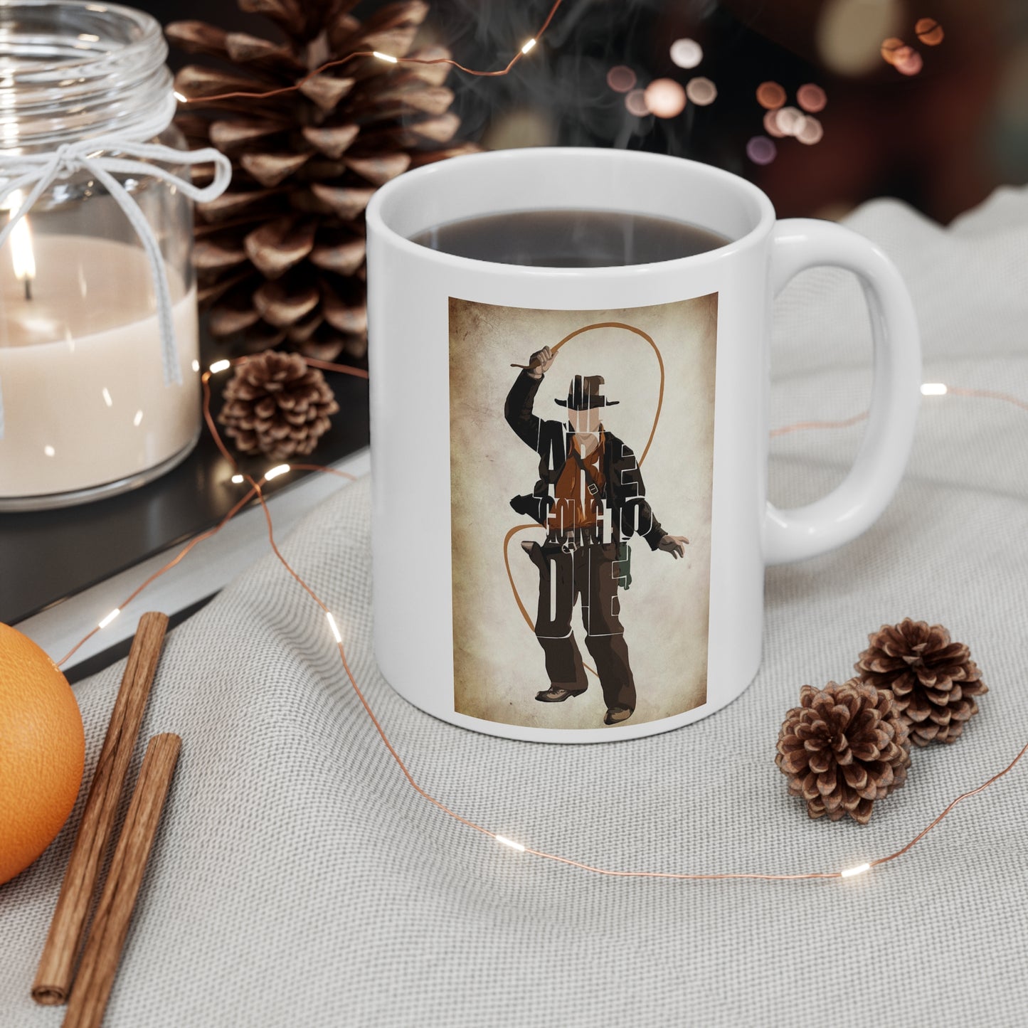Indiana Jones Coffee Mug - White Ceramic Mug, 11oz