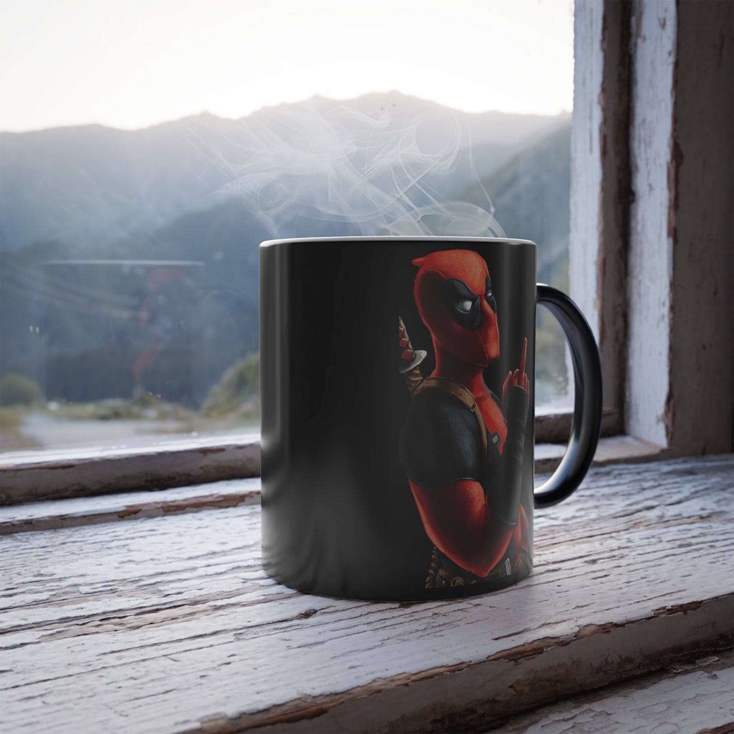 Deadpool Secret Birdie (Black) - Color Morphing Mug, 11oz